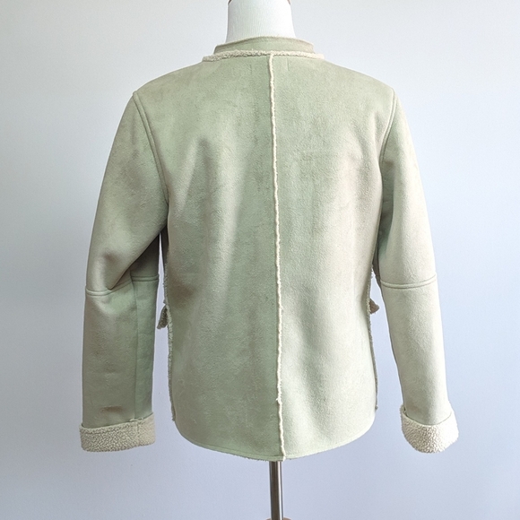 e Studio Faux Suede Light Green Jacket Sz M - Picture 5 of 6